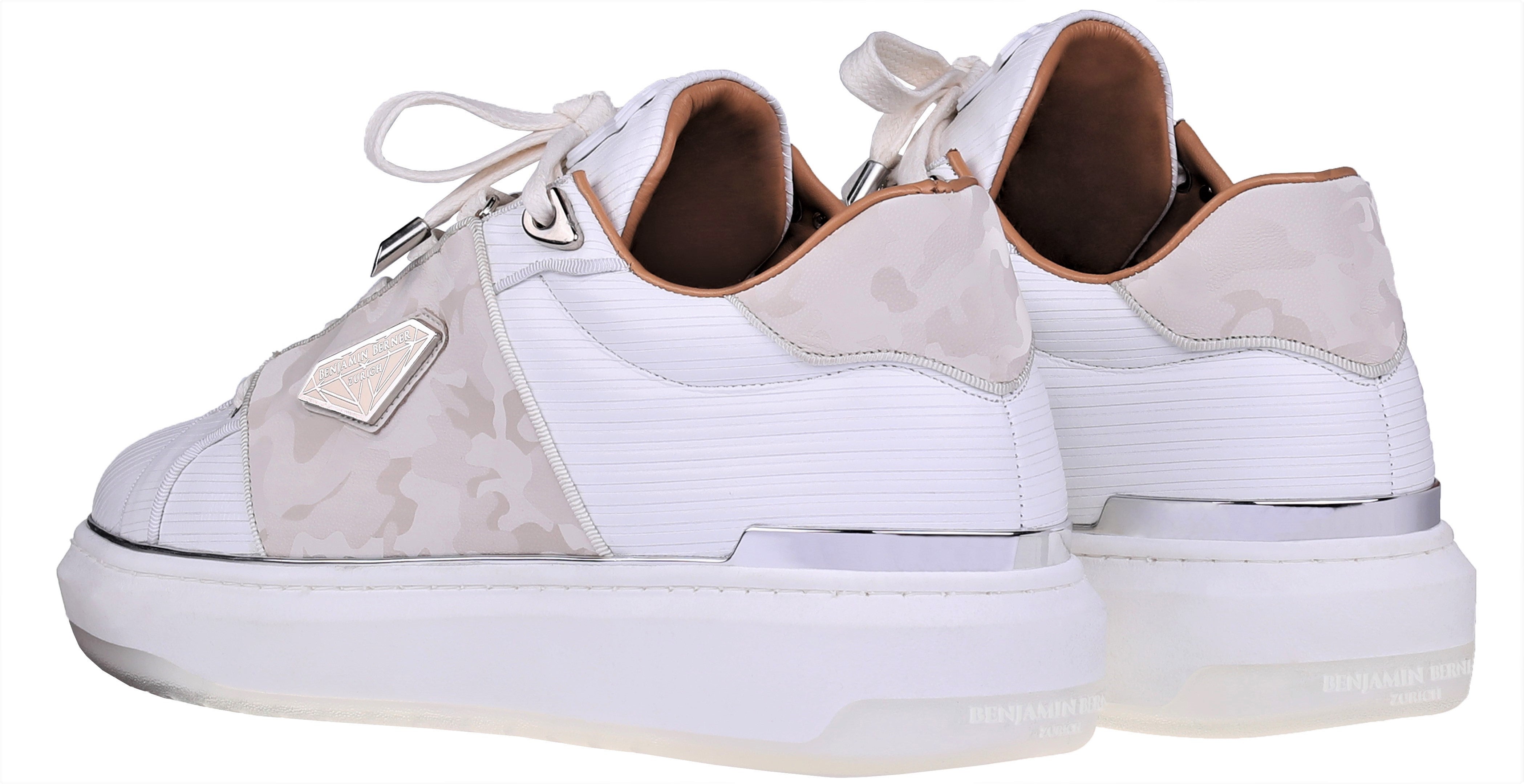 BNJ LUCAS Low-Top  3D STRIPED WHITE NAPPA- MARBLE REFLECTIVE CAMOUFLAGE