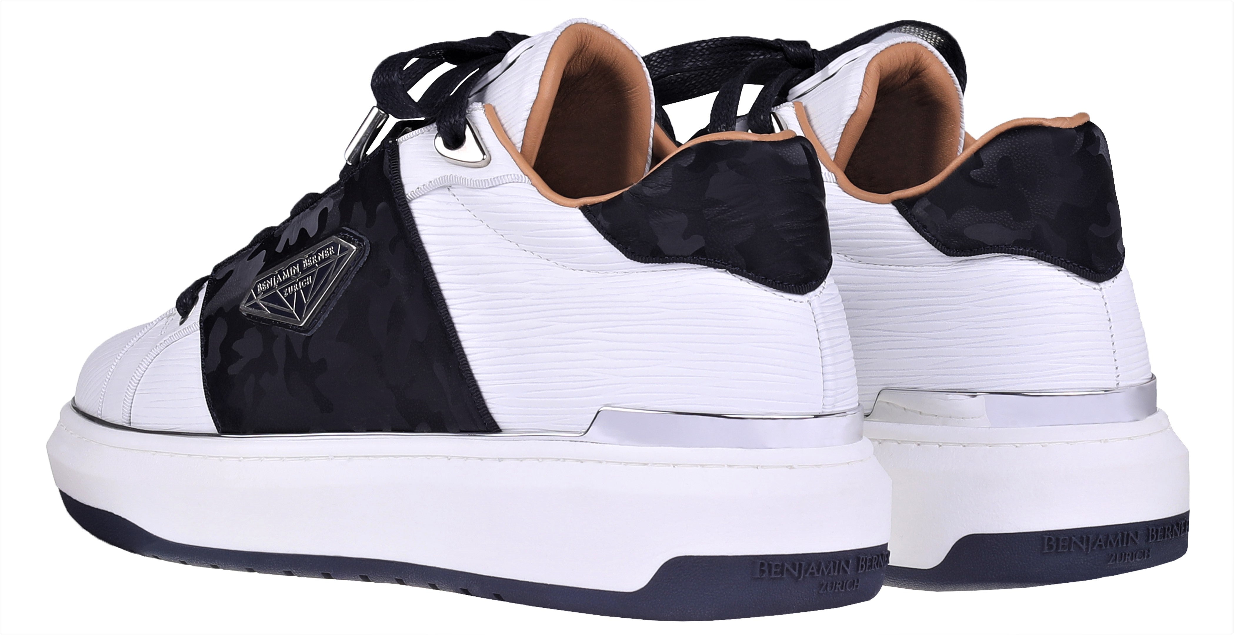 BNJ LUCAS Low-Top  3D WAVE WHITE NAPPA- NAVY REFLECTIVE CAMOUFLAGE