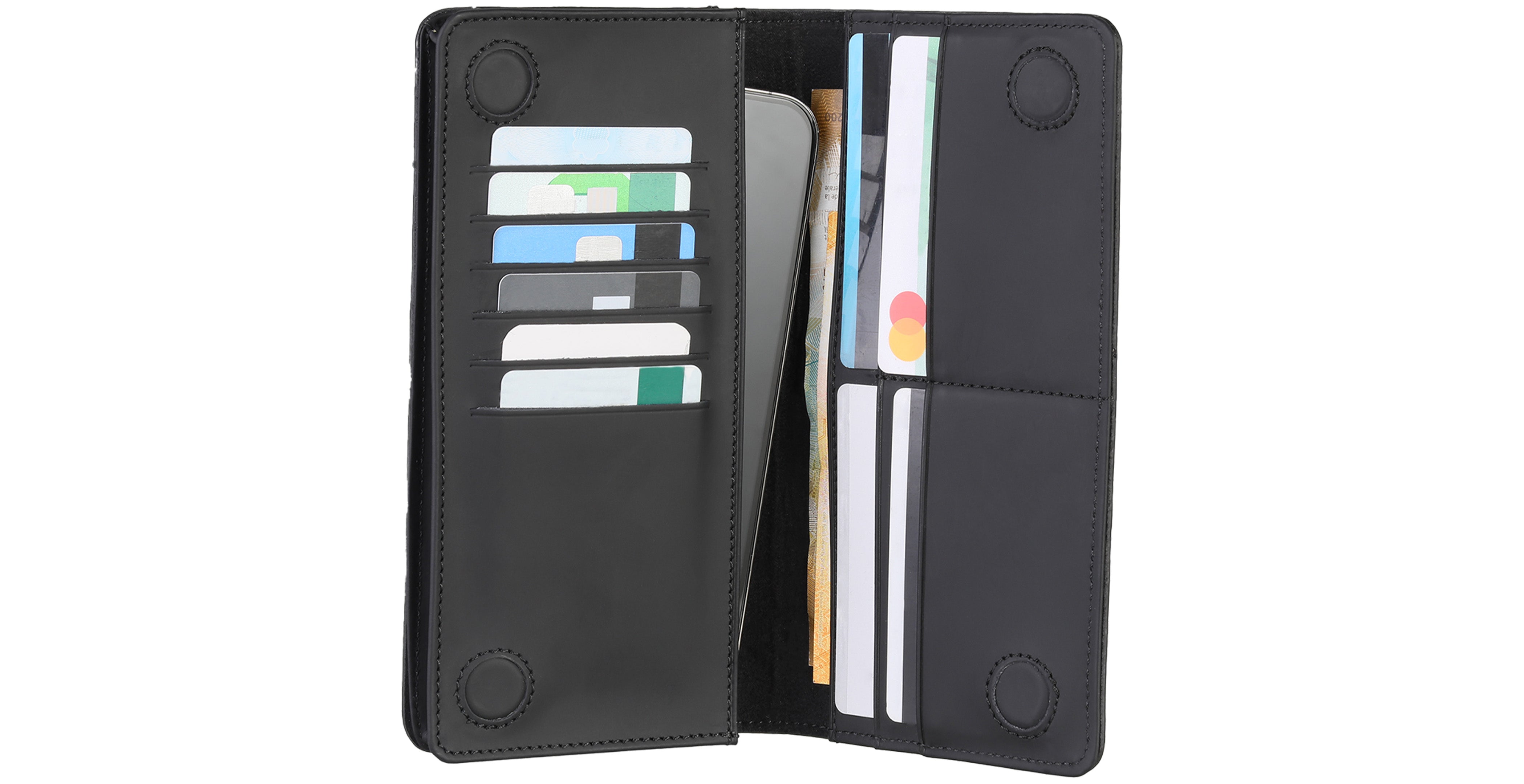 BNJ PHONE WALLET CASE BLACK ALLIGATOR  EFFECT CALFSKIN