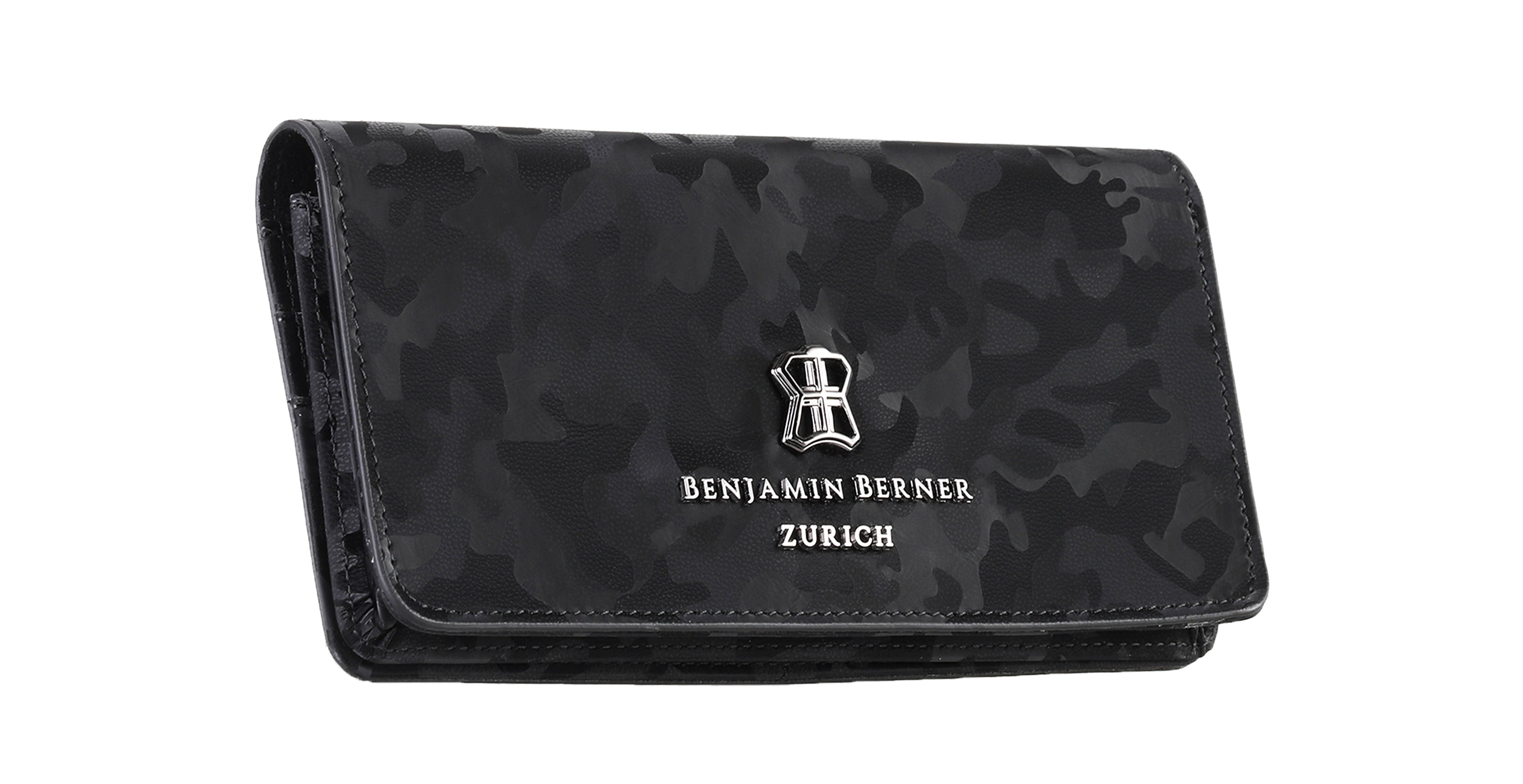 BNJ PHONE WALLET CASE BLACK REFLECTIVE  CAMOUFLAGE CALFSKIN