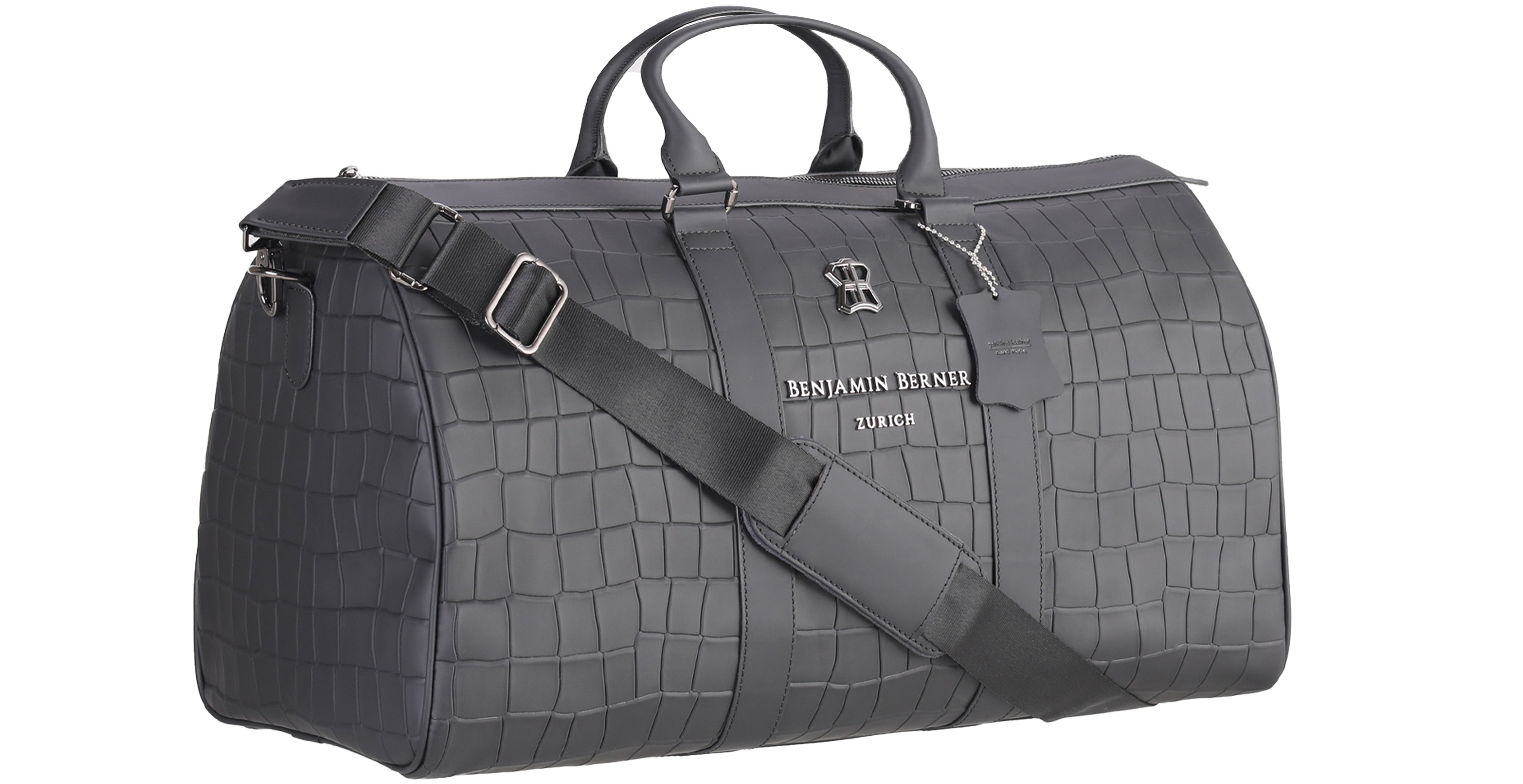 BNJ TRAVEL BAG BLACK MATT  CROCODILE CALFSKIN