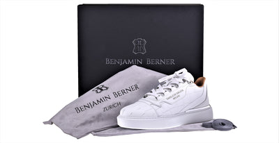 BNJ RAPHAEL Low-Top  ALL WHITE MATT CROCODILE
