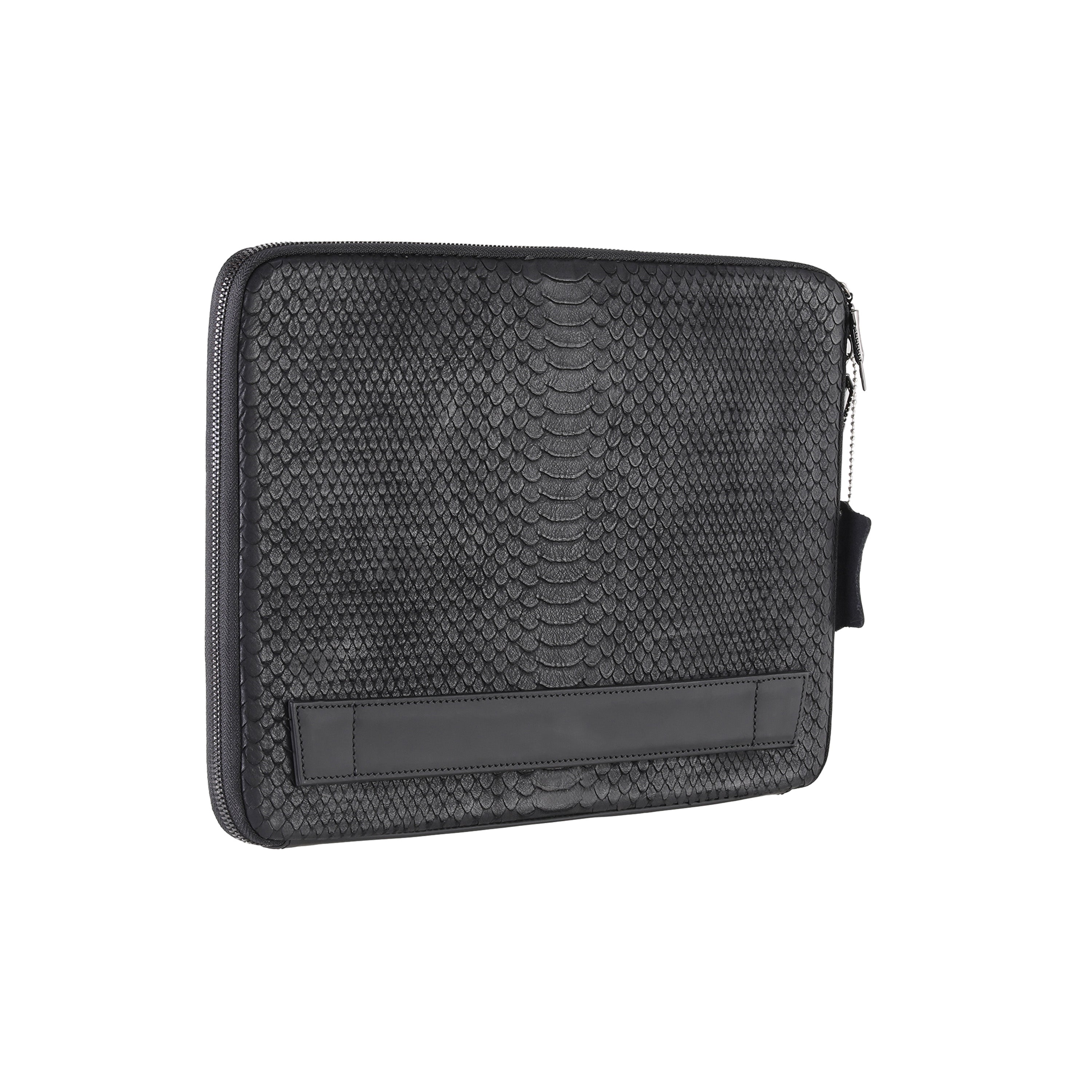 BNJ TABLET LAPTOP SLEEVE BAG BLACK PYTHON CUT MATT NAPPA