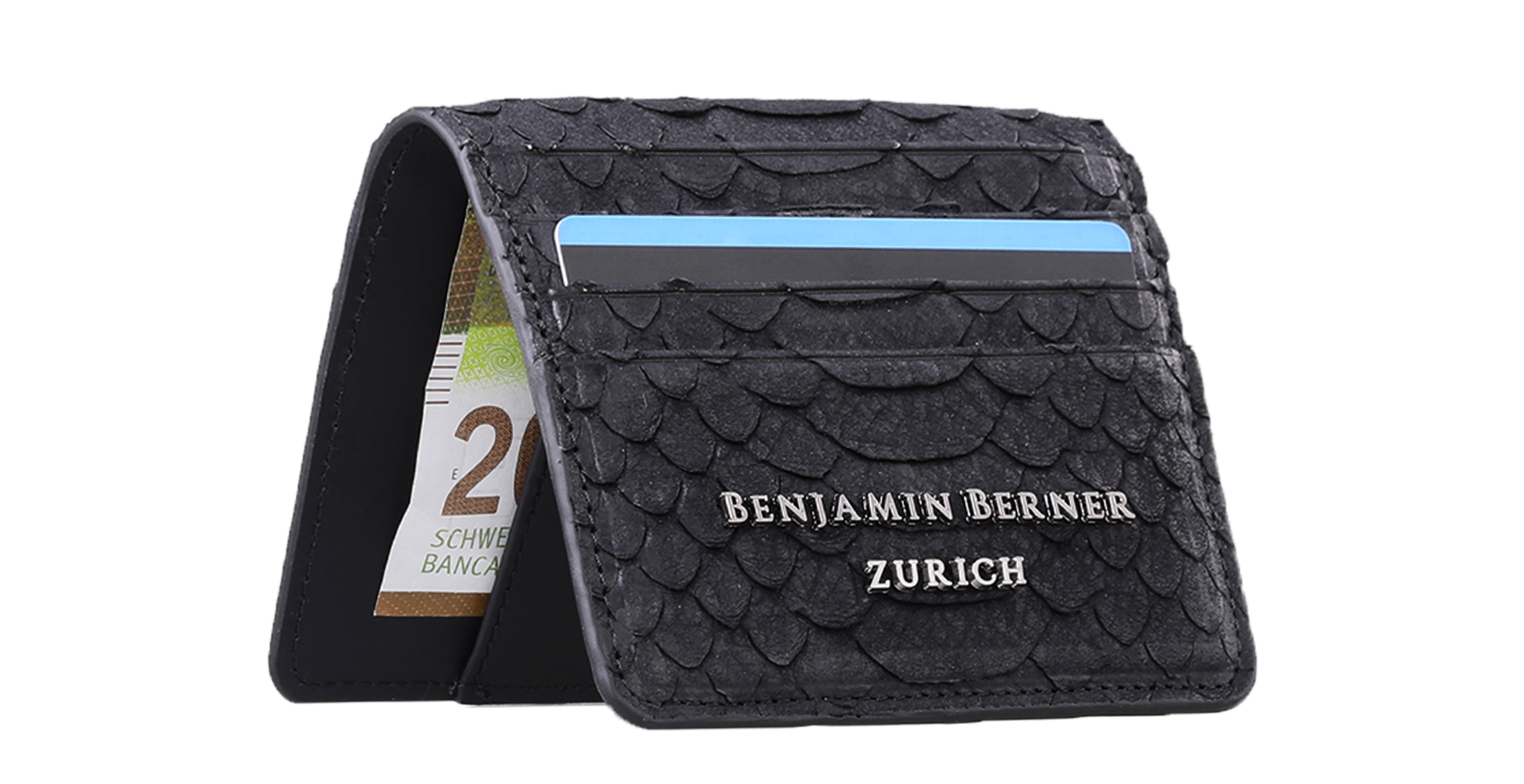 BNJ FLAP WALLET BLACK PYTHON CUT MATT  NAPPA