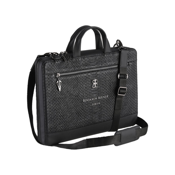 BNJ BRIEFCASE BLACK PYTHON CUT MATT NAPPA