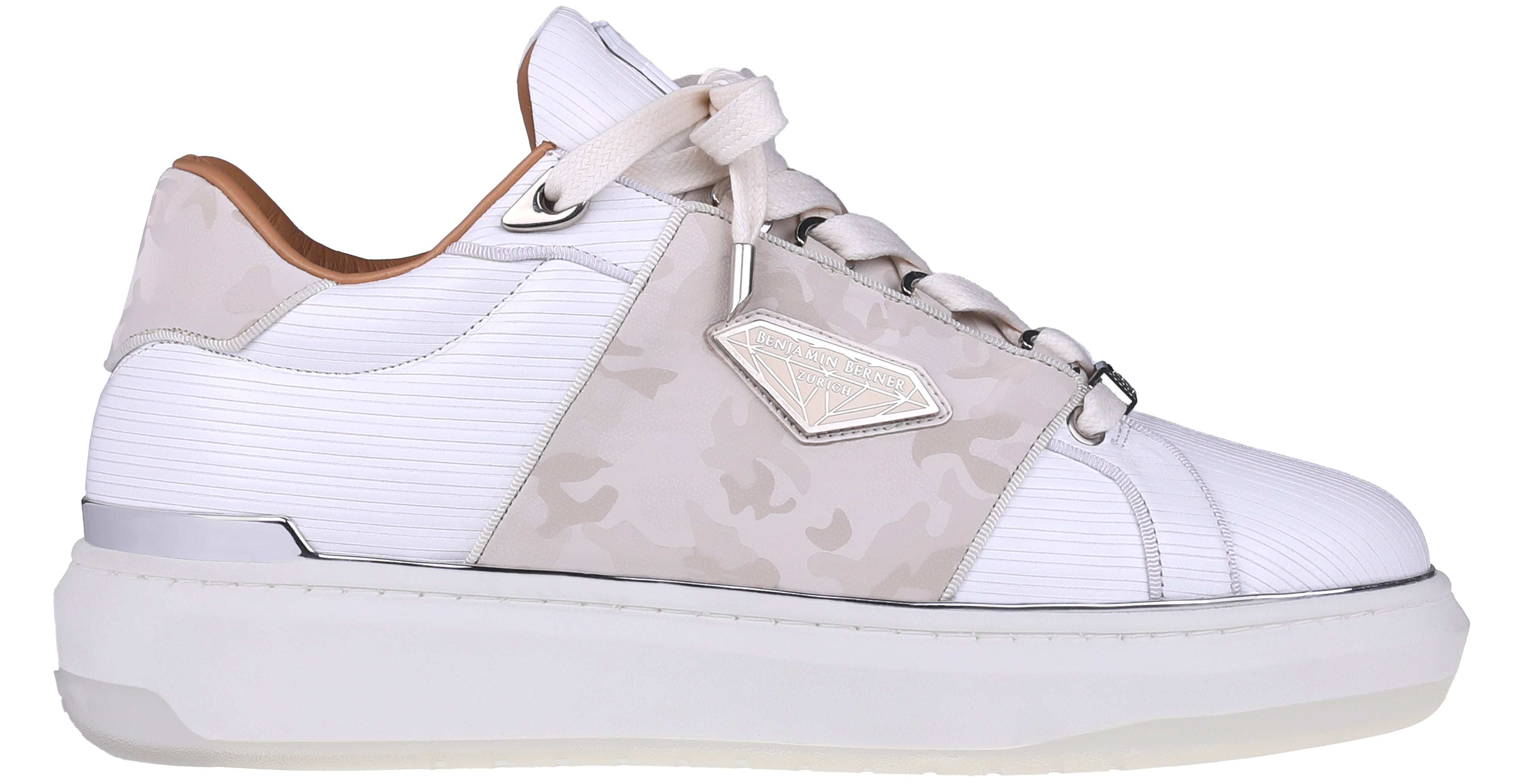 BNJ LUCAS Low-Top  3D STRIPED WHITE NAPPA- MARBLE REFLECTIVE CAMOUFLAGE