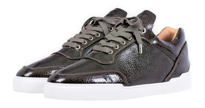 Low-Top DARK OLIVE WASHED PATENT CALFSKIN