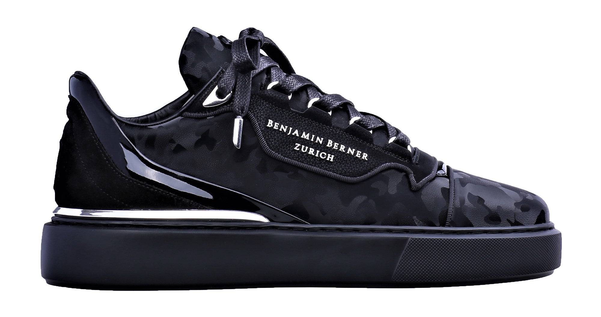 Women's Low-Top BNJ RAPHAEL ALL BLACK REFLECTIVE CAMOUFLAGE CALFSKIN