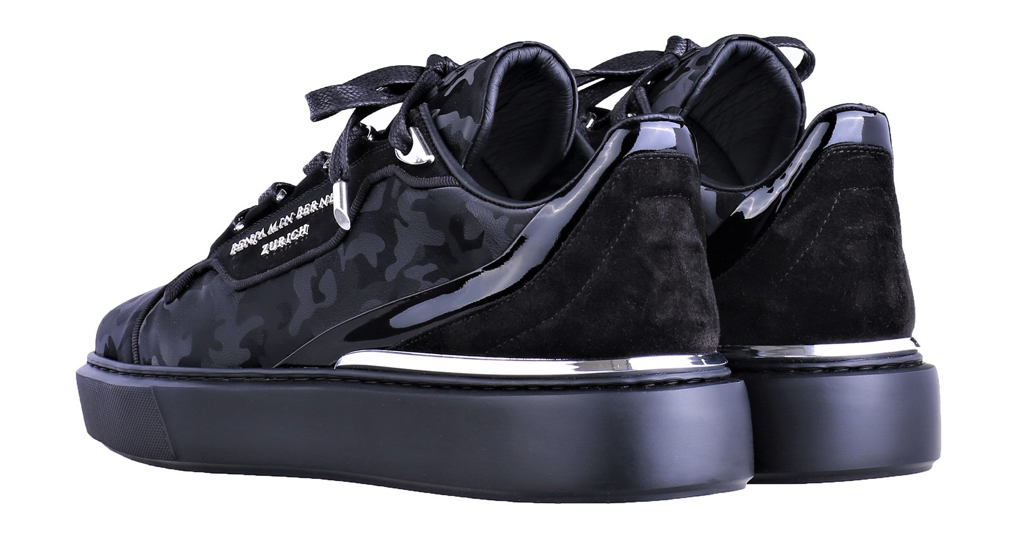 Women's Low-Top BNJ RAPHAEL ALL BLACK REFLECTIVE CAMOUFLAGE CALFSKIN
