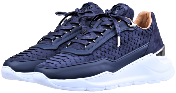 LOW-TOP BNJ HECTOR RUNNER  NAVY BLUE PYTHON CUT -MATT NAPPA