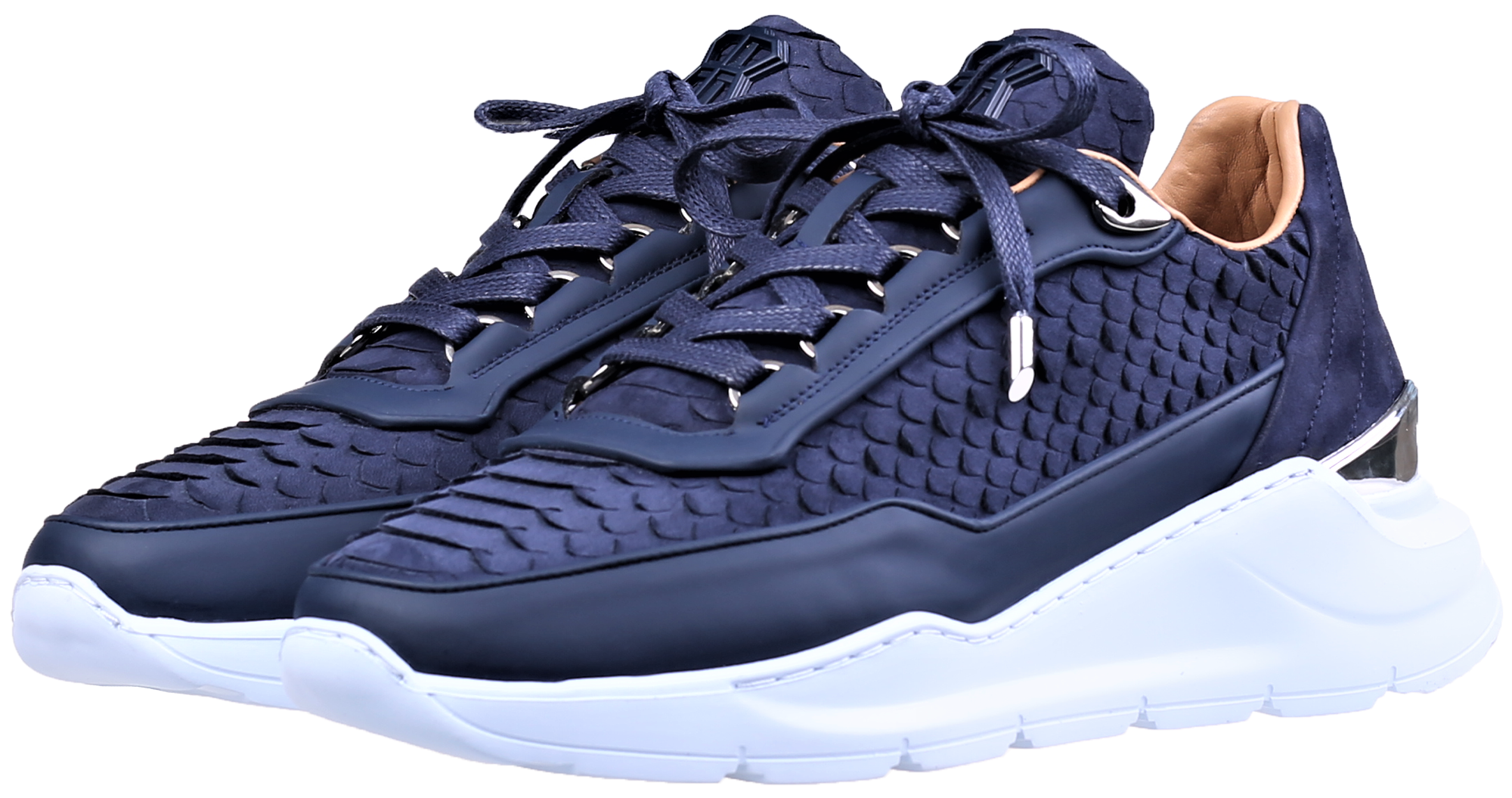 Women's Low-Top BNJ HECTOR RUNNER  NAVY BLUE PYTHON CUT -MATT NAPPA