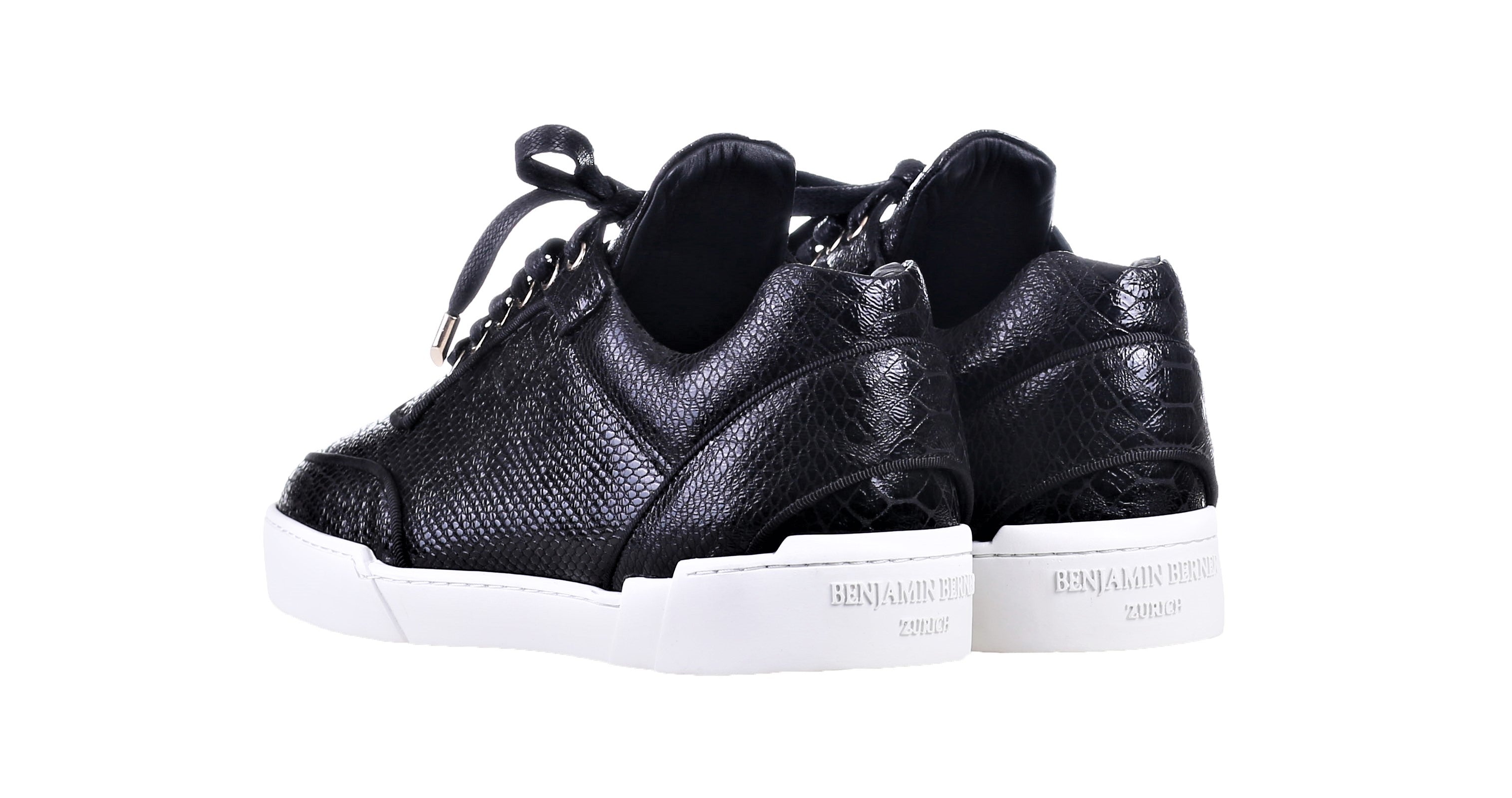 Low-Top BLACK PYTHON EFFECT WASHED CALFSKIN