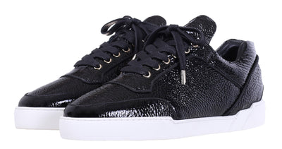 Low-Top BLACK WASHED PATENT CALFSKIN WHITE SOLE