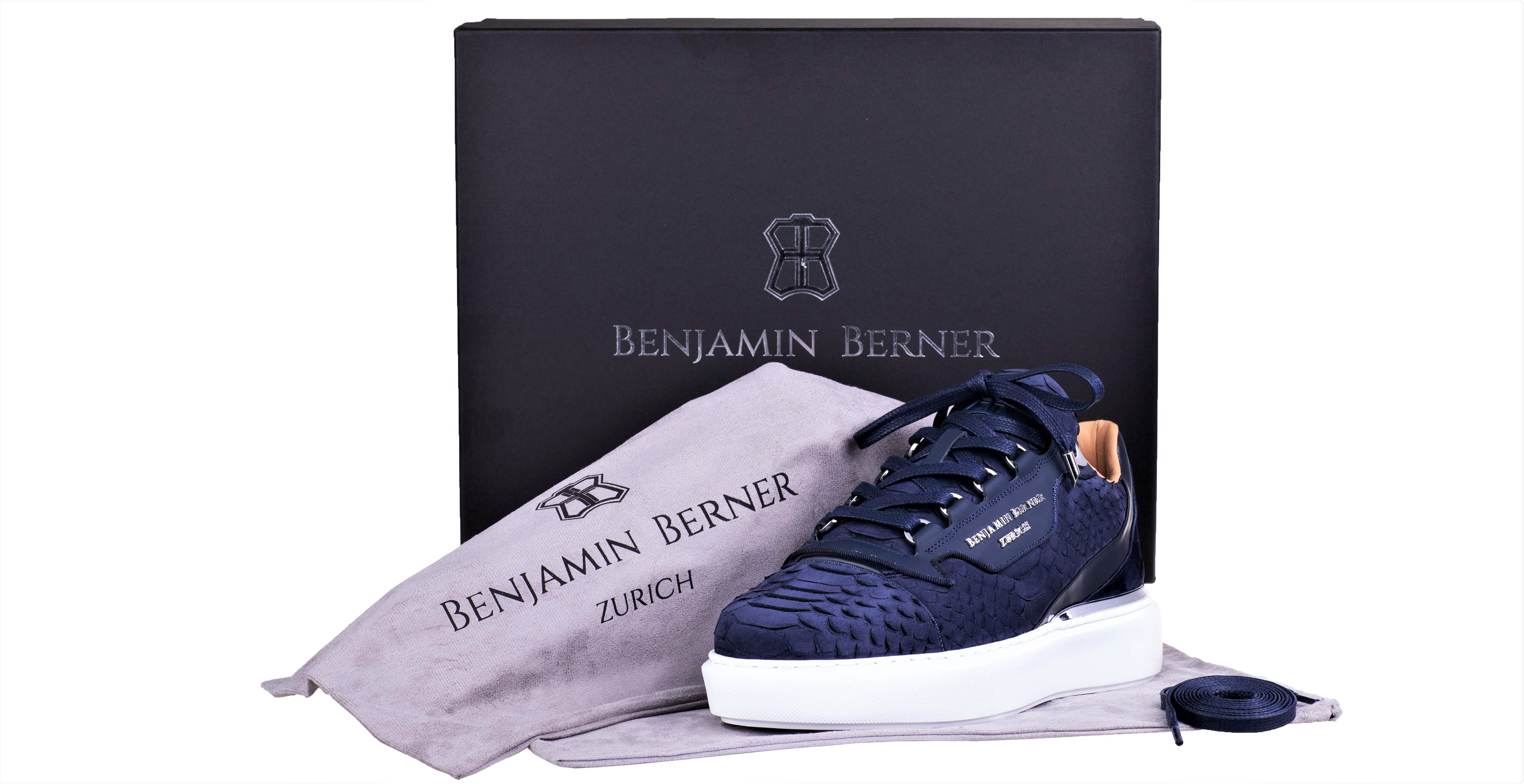 BNJ RAPHAEL Low-Top NAVY PYTHON CUT-MATT NAPPA