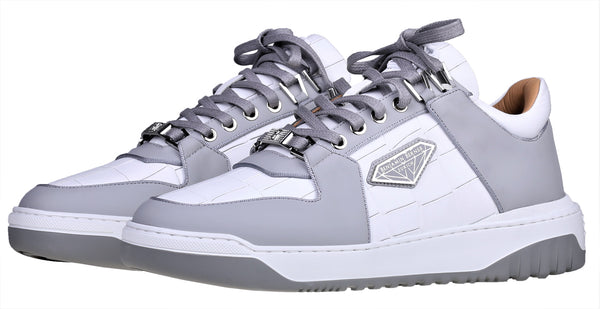 BNJ SIGMA Low-Top WHITE MATT CROCODILE-ICE GREY MATT NAPPA