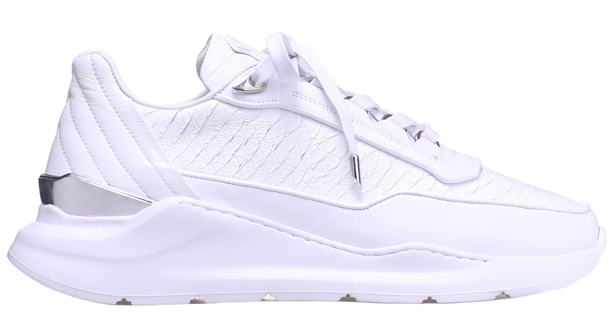 LOW-TOP BNJ HECTOR RUNNER ALL WHITE PYTHON CUT NAPPA – Benjamin Berner
