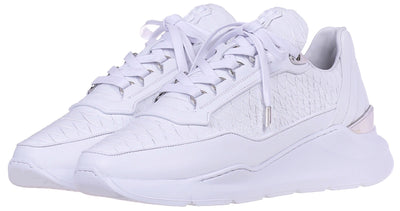 LOW-TOP BNJ HECTOR RUNNER ALL WHITE PYTHON CUT NAPPA