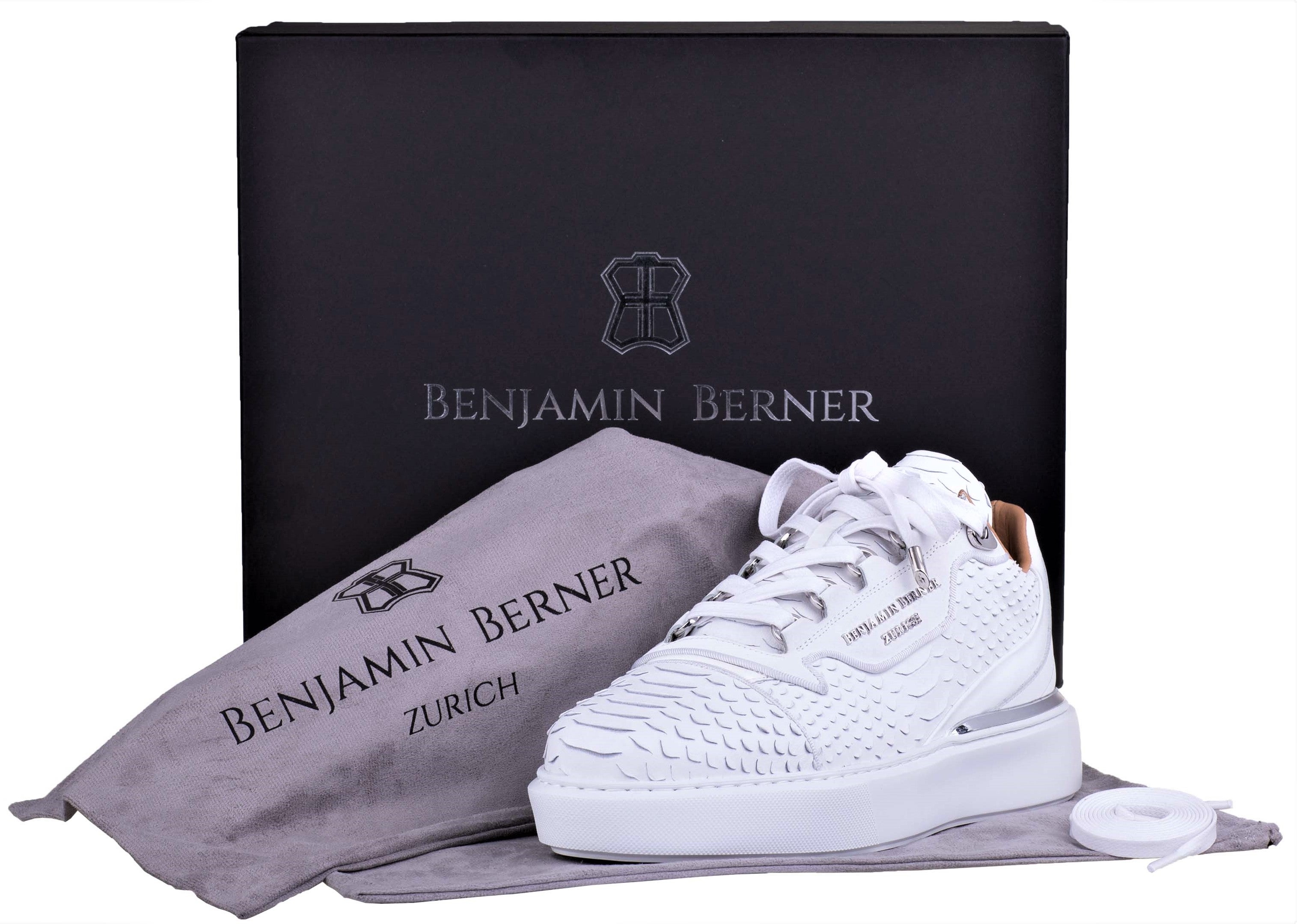 BNJ RAPHAEL Low-Top  ALL WHITE PYTHON CUT-MATT NAPPA