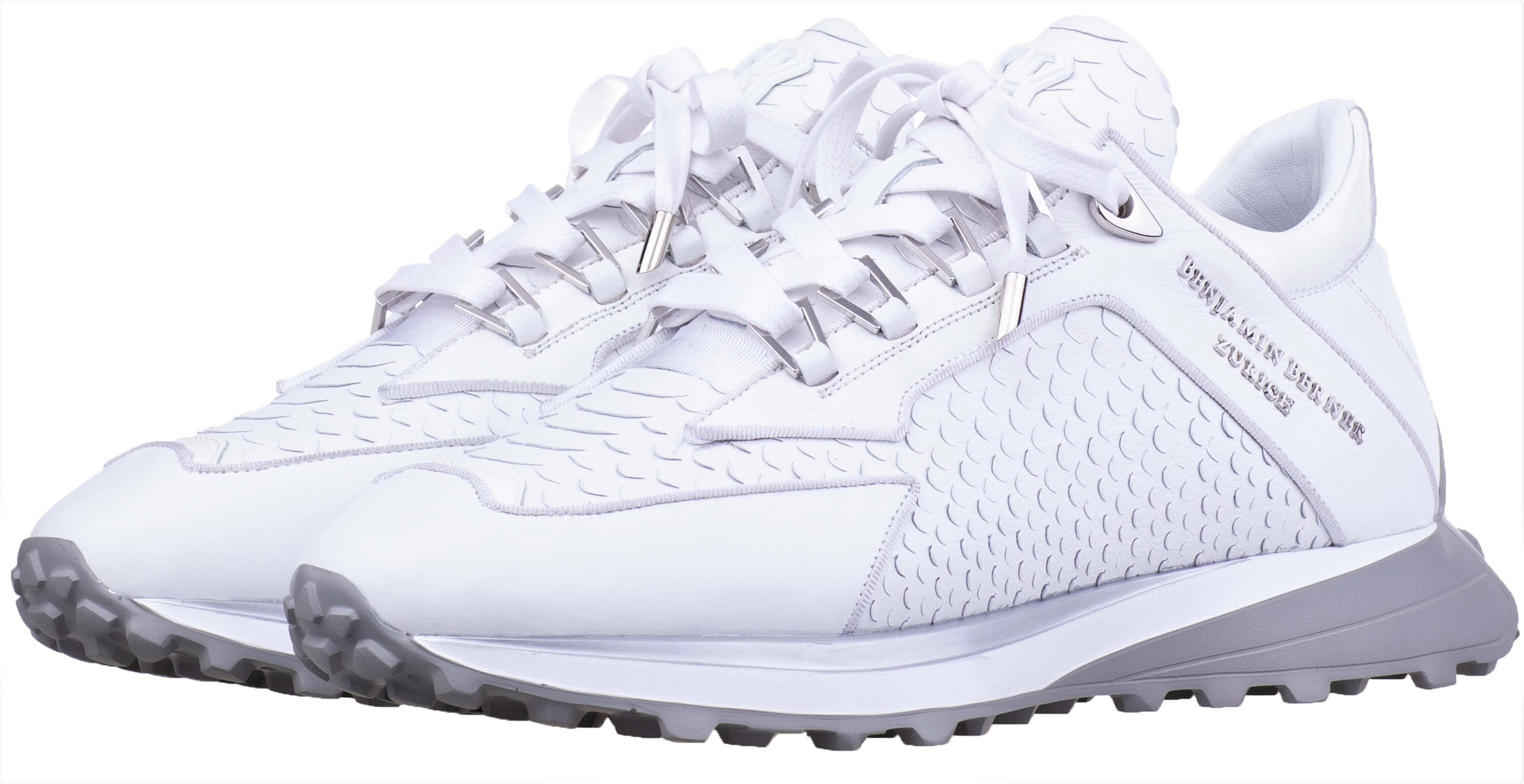 LOW-TOP BNJ ALPHA RUNNER ALL WHITE PYTHON CUT-MATT NAPPA