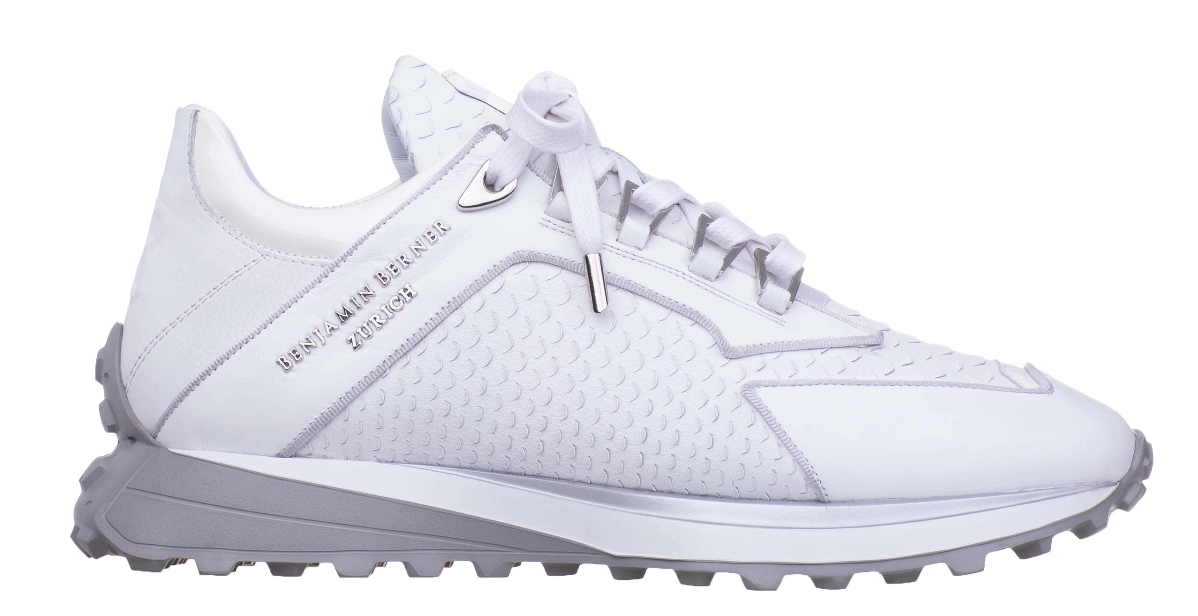 LOW-TOP BNJ ALPHA RUNNER ALL WHITE PYTHON CUT-MATT NAPPA