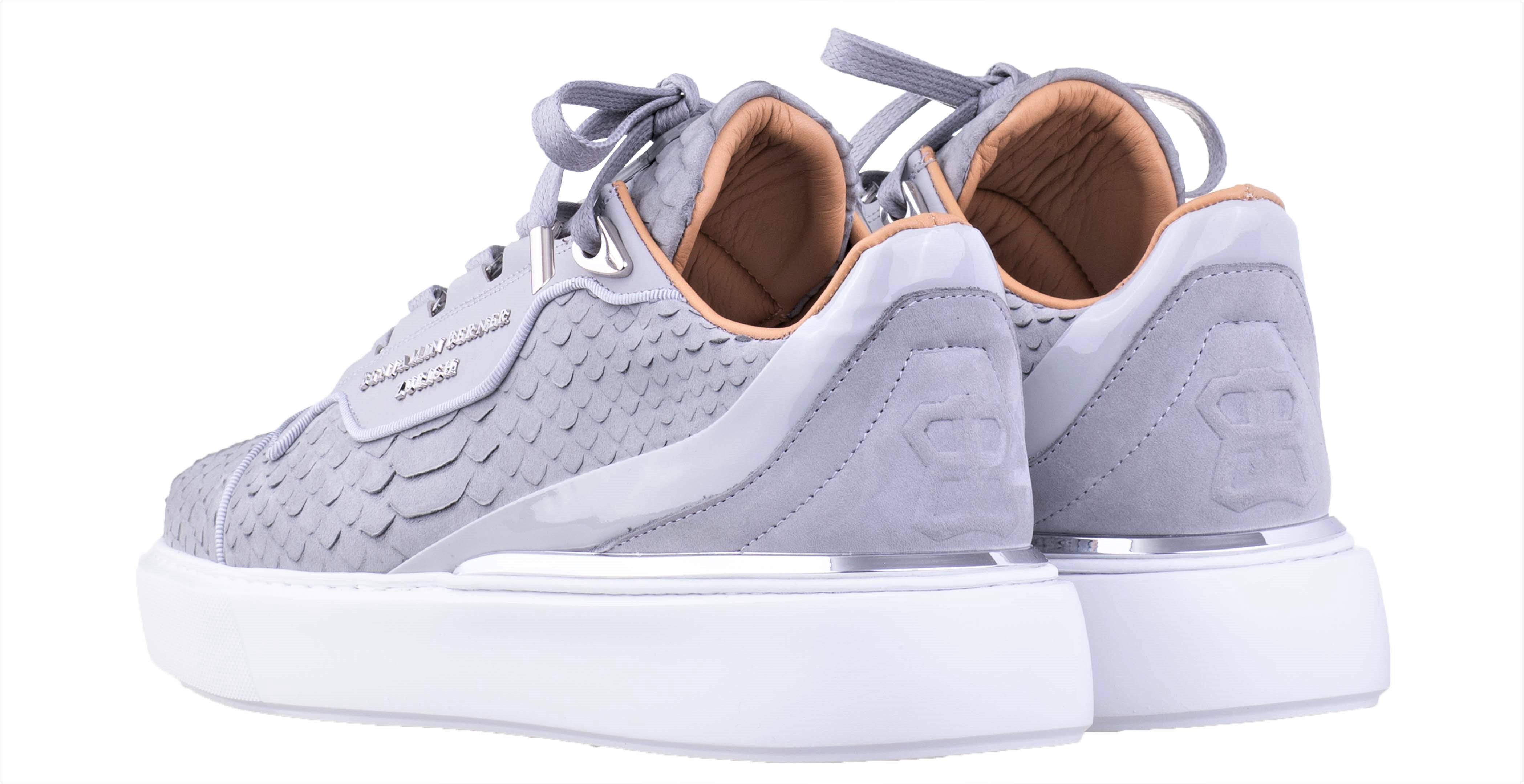 BNJ RAPHAEL Low-Top  ICE GREY PYTHON CUT-MATT NAPPA