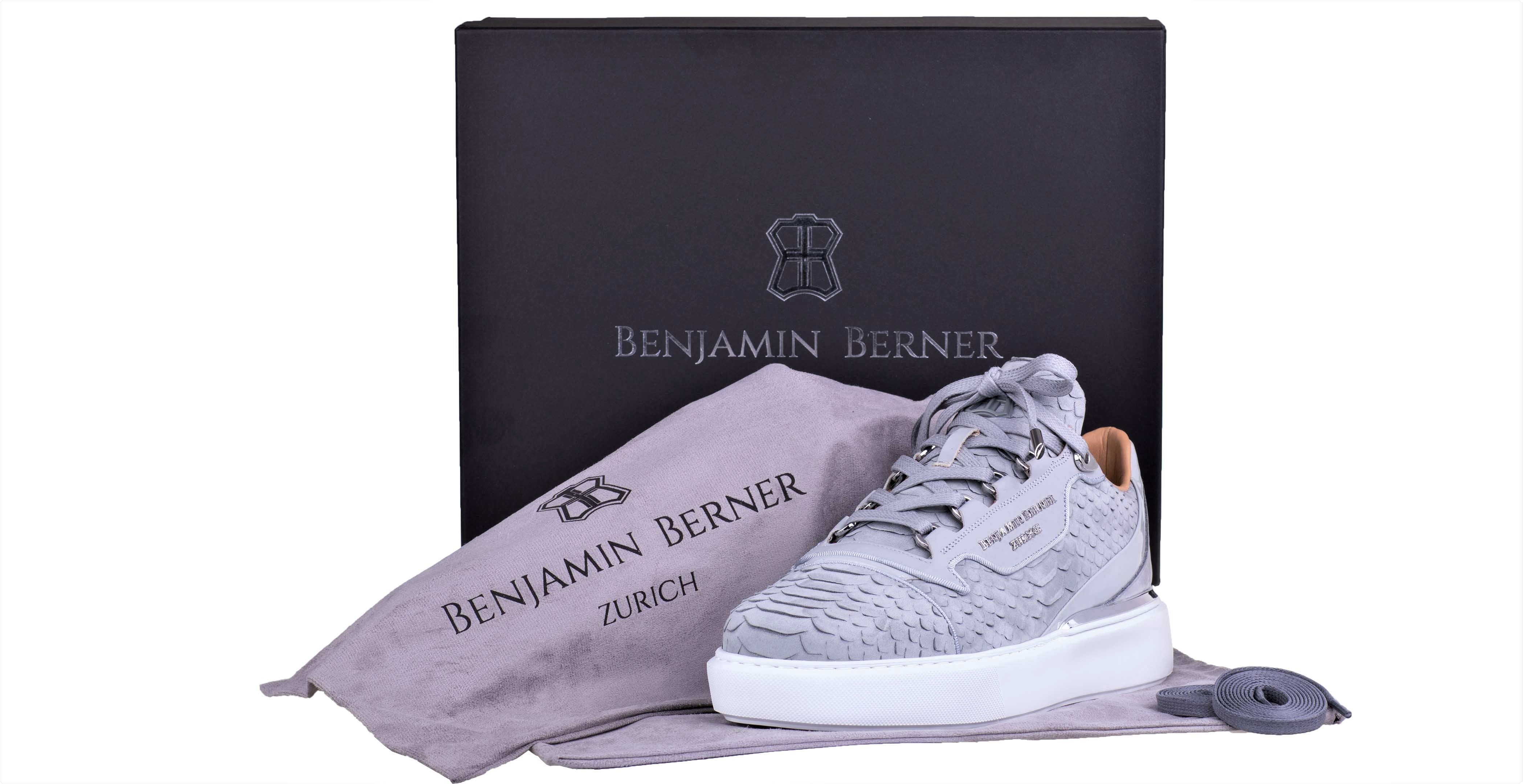 BNJ RAPHAEL Low-Top  ICE GREY PYTHON CUT-MATT NAPPA