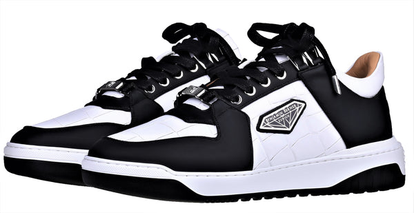 BNJ SIGMA Low-Top WHITE MATT CROCODILE-BLACK MATT NAPPA